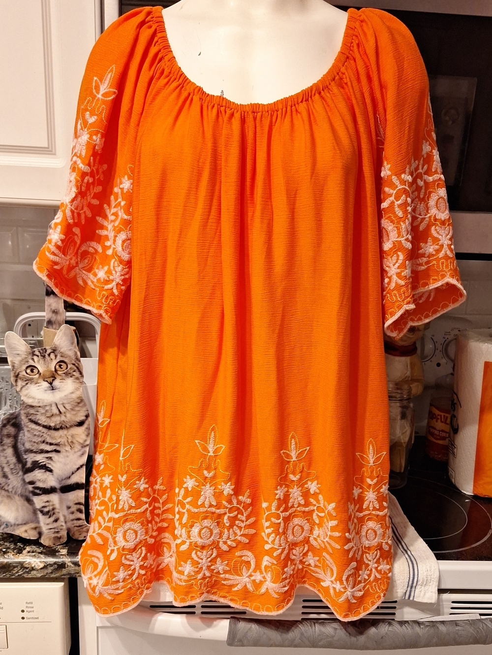 r Orange Embroidered Peasant Top - Women's 3X